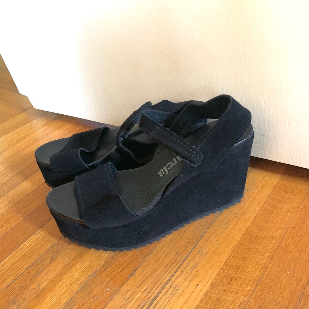 Pedro Garcia black suede platforms